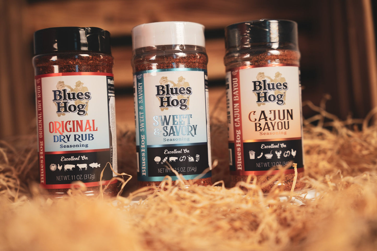 Bluesbrüder Rub Kiste – Geschenkkiste mit 3 Original Blues Hog Rubs für BBQ, Smoker & Grill