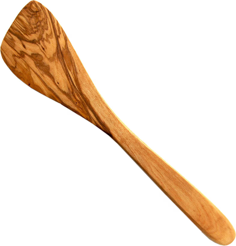 Pfannenwender aus Olivenholz, 30 cm, mit flacher Wendefläche