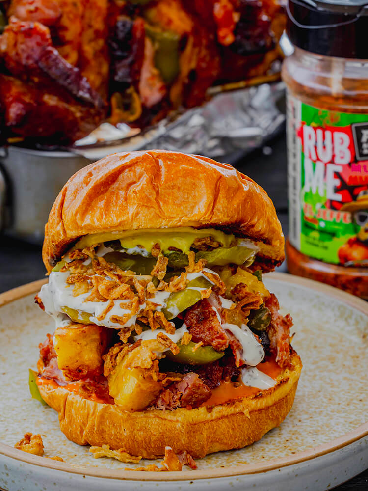 Pork Shoulder Kebab Burger mit El Jefe Rezept