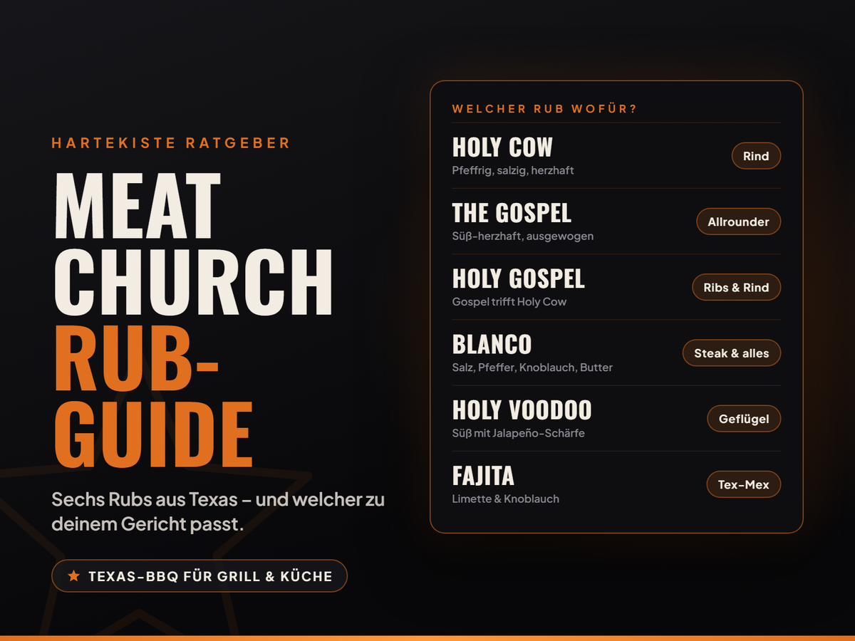 Meat Church Rub-Guide: Holy Cow, The Gospel, Holy Gospel, Blanco, Holy Voodoo und Fajita im Überblick