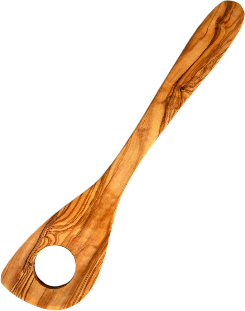 Risottolöffel aus Olivenholz, 30 cm, mit Öffnung im Löffelkopf