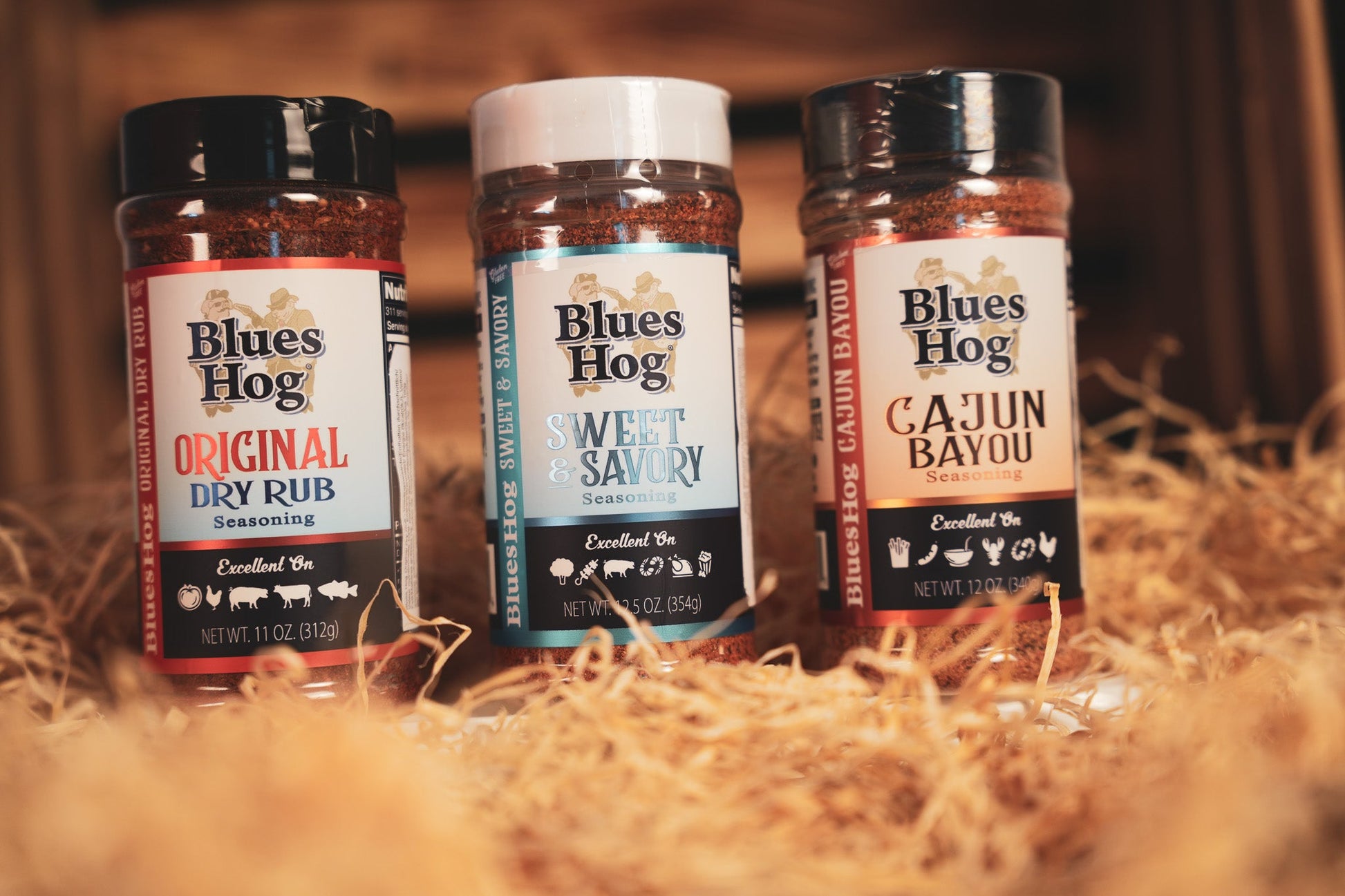 Bluesbrüder Rub Kiste – Geschenkkiste mit 3 Original Blues Hog Rubs für BBQ, Smoker & Grill
