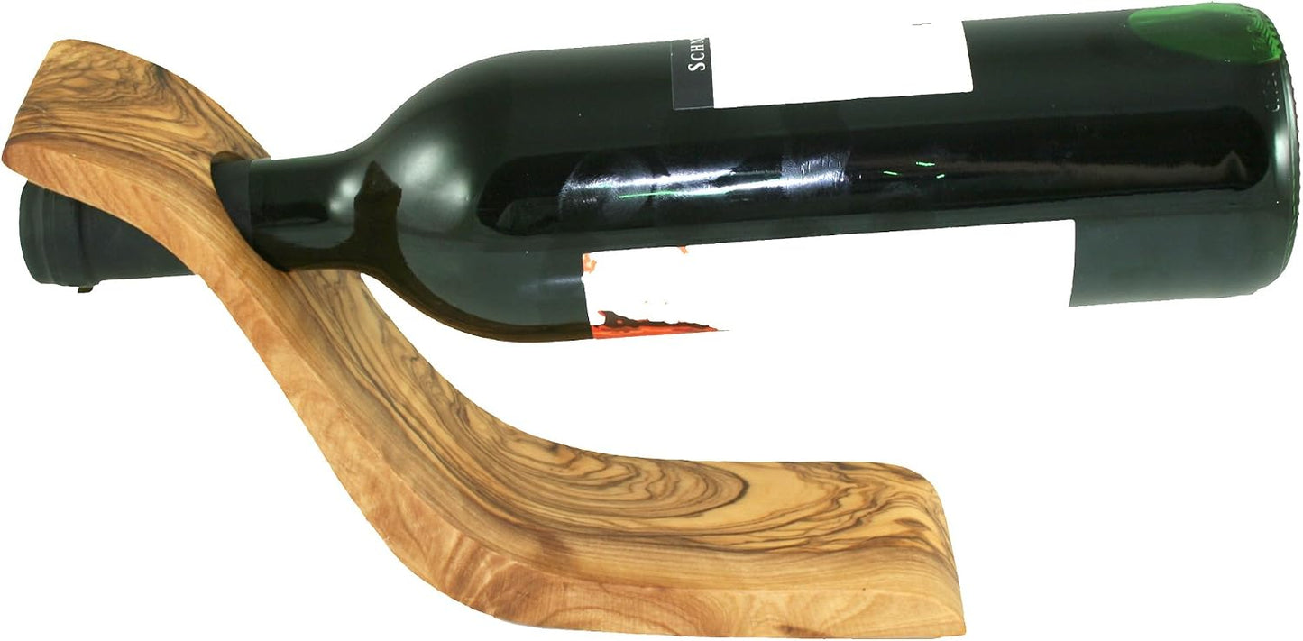 Weinflaschenhalter Welle aus Olivenholz in Wellenform