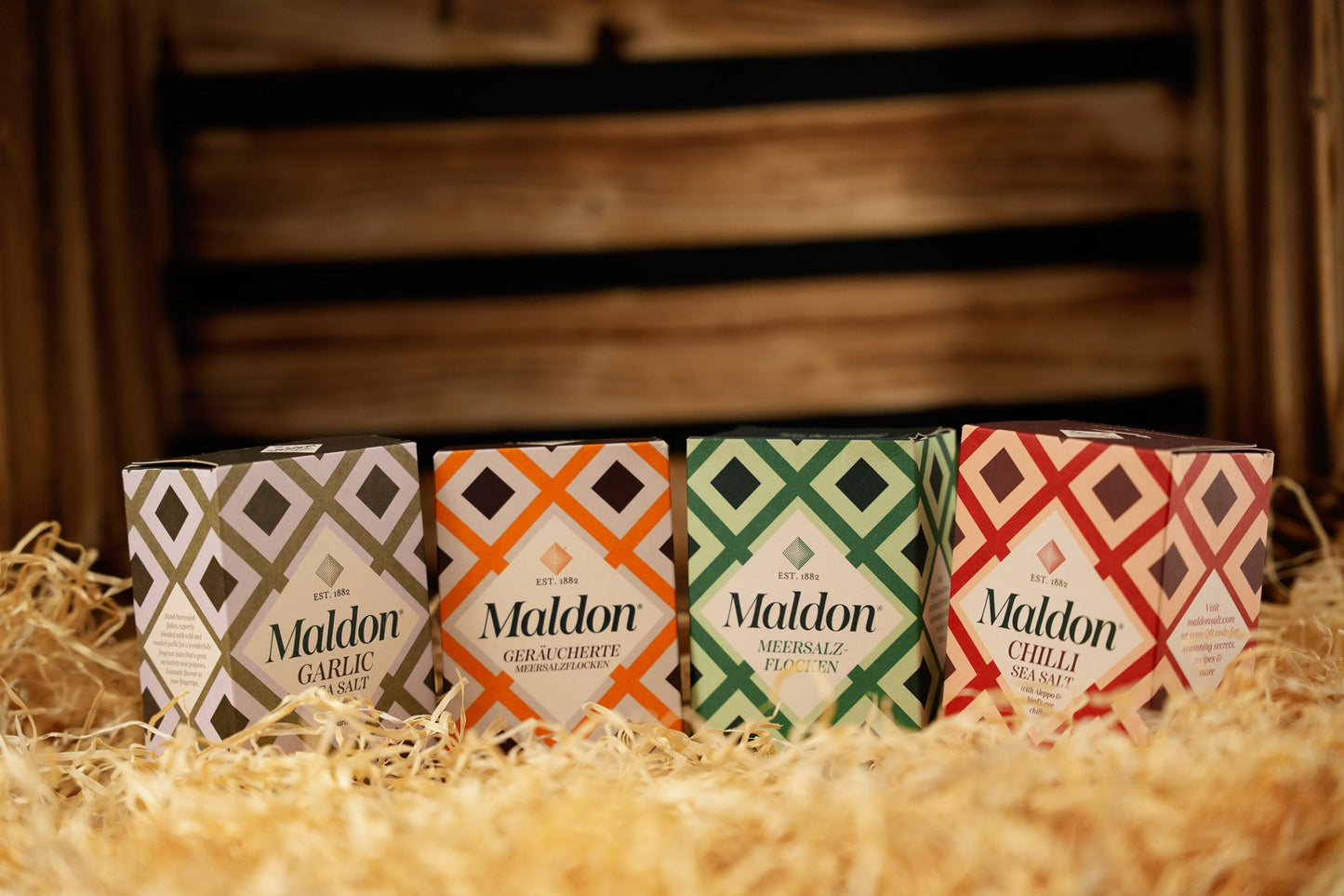 Die Salzgrotte – Geschenkkiste mit 4 Maldon Salzen: Sea Salt, Chili, Garlic & Smoked