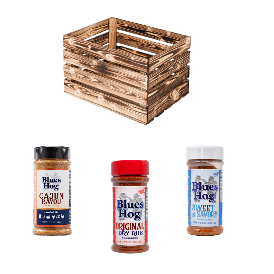 Bluesbrüder Rub Kiste – Geschenkkiste mit 3 Original Blues Hog Rubs für BBQ, Smoker & Grill