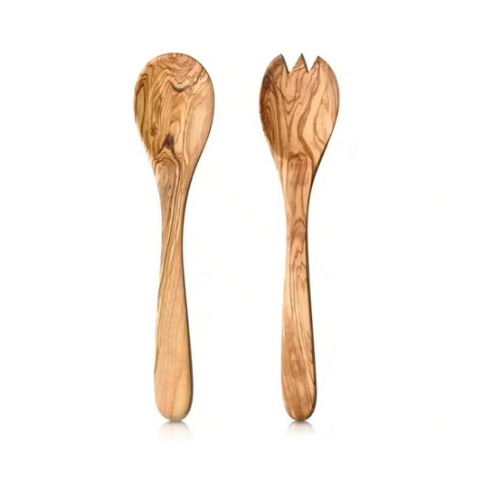 Salatbesteck aus Olivenholz 36 cm