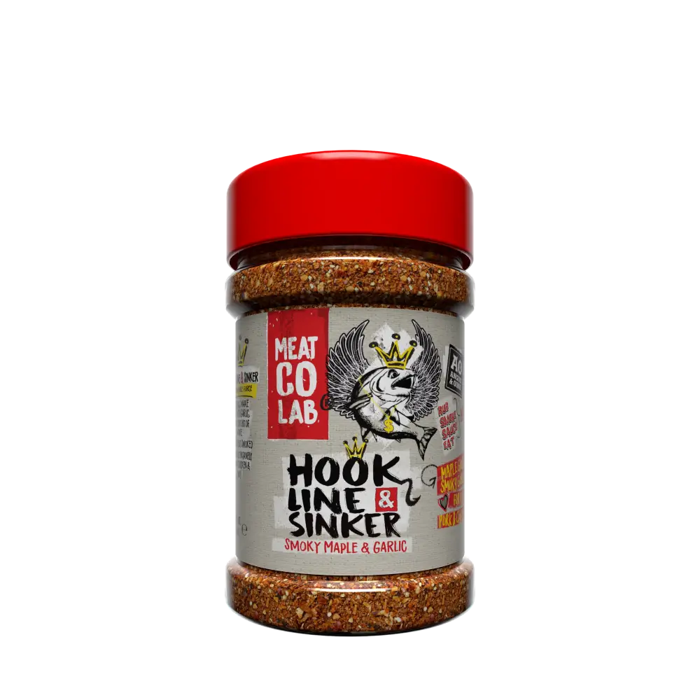 Angus & Oink Hook Line & Sinker – Süß-rauchiger Ahorn-Rub für Fisch (210 g)