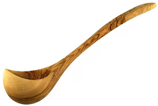Schöpfkelle aus Olivenholz, 30 cm, mit tiefem Kellenkopf
