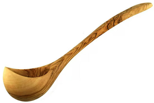 Schöpfkelle aus Olivenholz, 30 cm, mit tiefem Kellenkopf