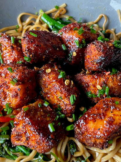 Rezept Maple Salmon mit Chili-Nudeln
