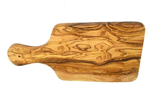 Frühstücksbrett mit Griff aus Olivenholz, ca. 30 x 15 cm