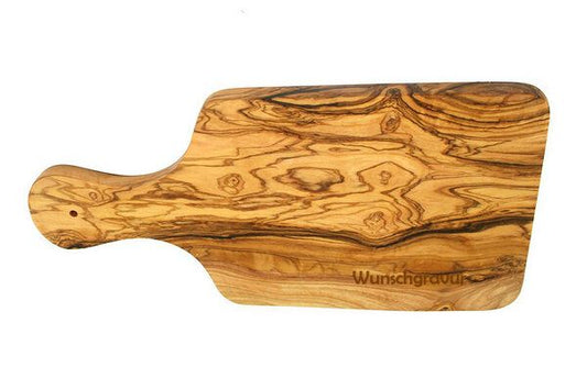 Frühstücksbrett mit Griff aus Olivenholz, ca. 30 x 15 cm