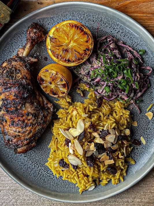 Rezept Zhoug-Hähnchen mit Tahini-Slaw
